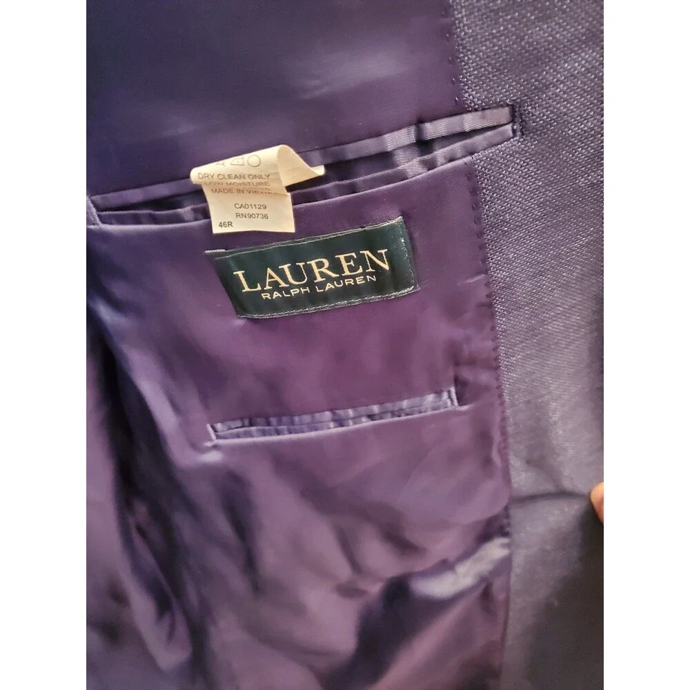 Lauren Ralph Lauren Mens Blue Sport Coat Blazer Suit Jacket Size 46R